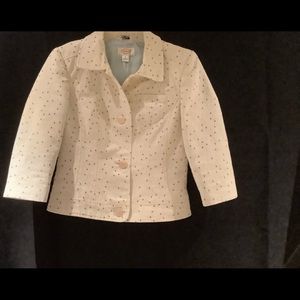 Talbots Dotted, Crop Sleeve Blazer